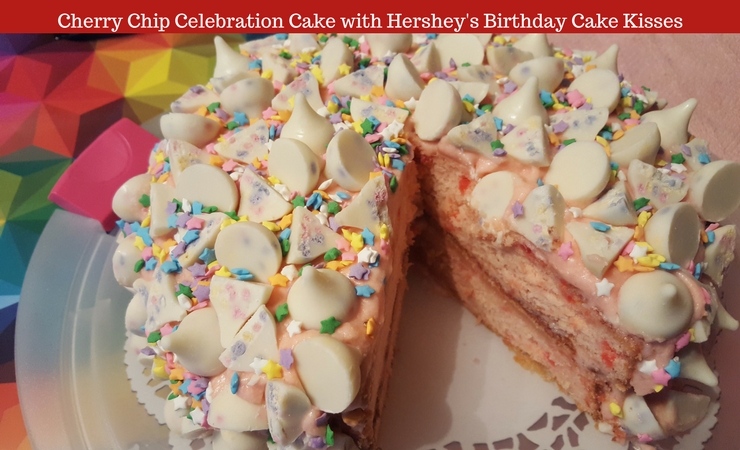 Cherry Chip Celebration Cake with Hershey�s Birthday Cake Kisses